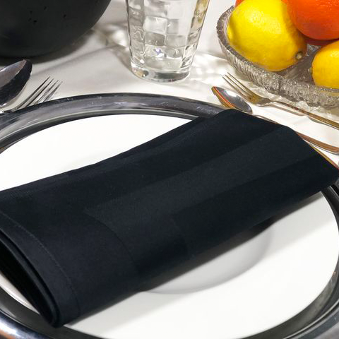 Cloth napkins black  with satin band